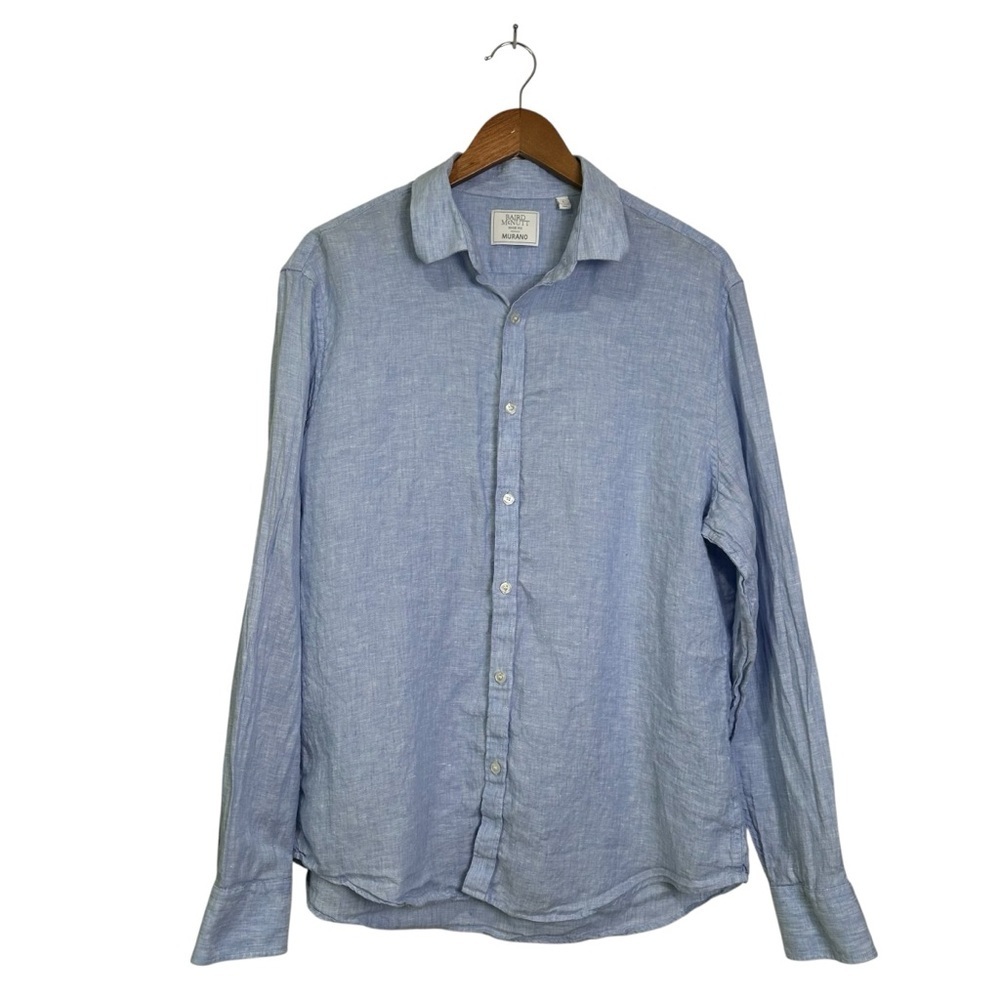 Baird McNutt Men’s Large Blue Murano 100% Linen Long Sleeve Button Shirt